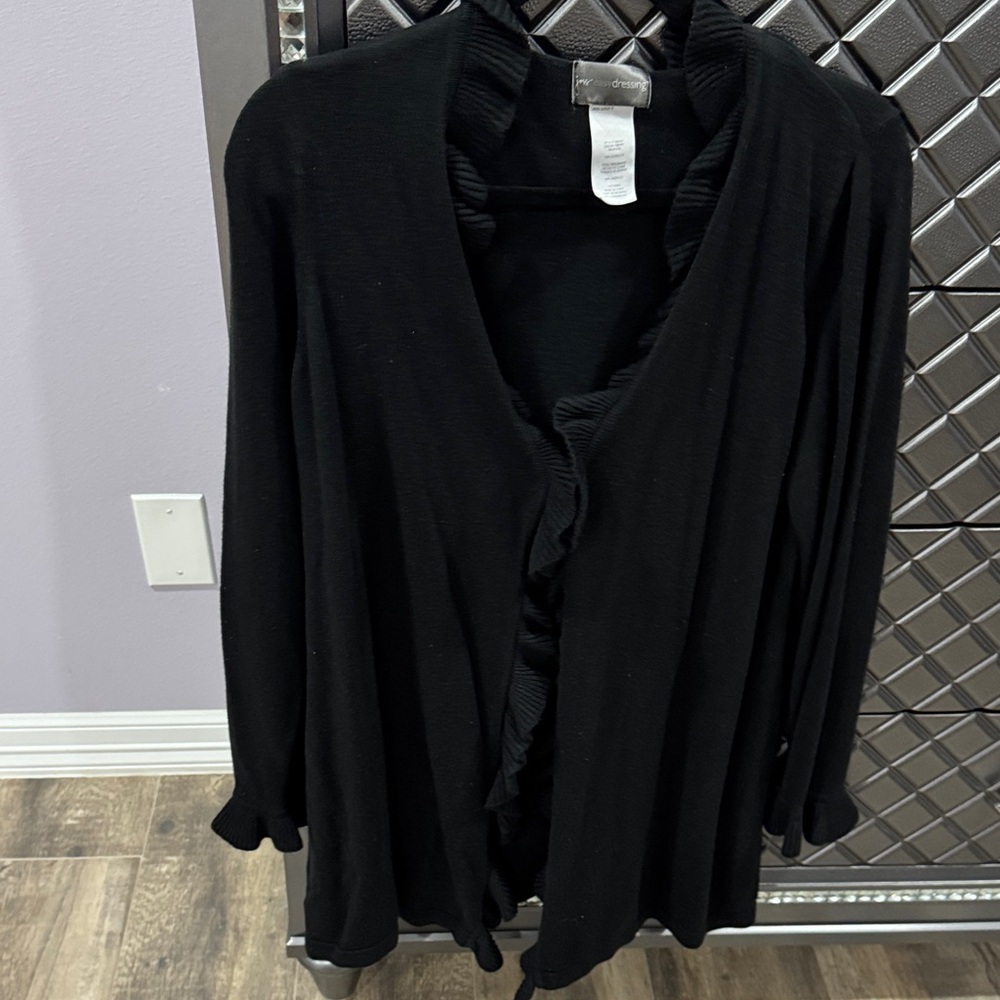 Black Ruffled Cardigan